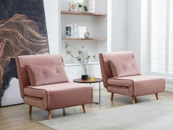 Slaapfauteuil Van Poederroze Velours Uribia