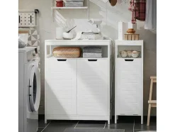 Sobuy Badkamermeubel Toiletkast Ladekast Kastopbergmeubel Met 2 Deuren, Verstelbare Planken, 70X35X90 Cm, Bzr121-W