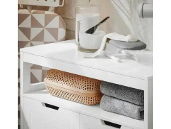 Sobuy Badkamermeubel Toiletkast Ladekast Kastopbergmeubel Met 2 Deuren, Verstelbare Planken, 70X35X90 Cm, Bzr121-W