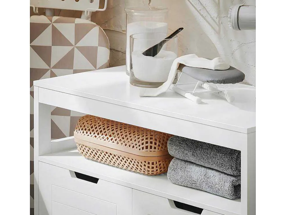 Sobuy Badkamermeubel Toiletkast Ladekast Kastopbergmeubel Met 2 Deuren, Verstelbare Planken, 70X35X90 Cm, Bzr121-W