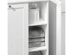 Sobuy Bzr105-W Waszak Waskast Met 3 Planken En 1 Uitneembare Wasmand