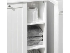 Sobuy Bzr105-W Waszak Waskast Met 3 Planken En 1 Uitneembare Wasmand