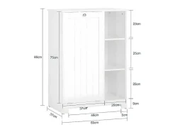 Sobuy Bzr105-W Waszak Waskast Met 3 Planken En 1 Uitneembare Wasmand