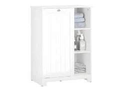Sobuy Bzr105-W Waszak Waskast Met 3 Planken En 1 Uitneembare Wasmand