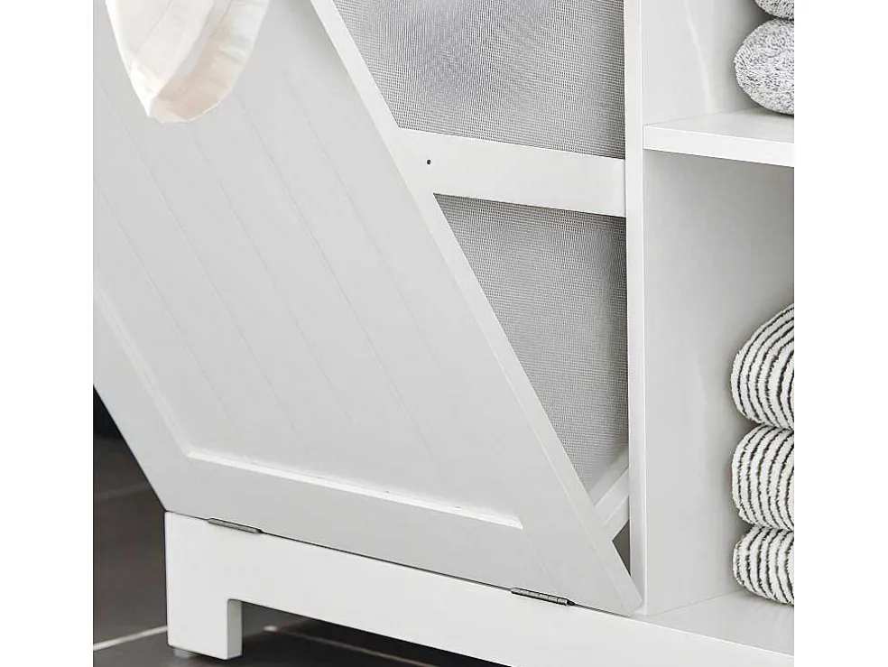 Sobuy Bzr105-W Waszak Waskast Met 3 Planken En 1 Uitneembare Wasmand