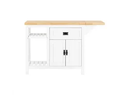 Sobuy Centraal Keukeneiland Met Uitschuifbaar Werkblad Van Rubberhout, 2 Deuren, 2 Lades En Opbergruimte, Opbergkast, Keukenkast, 110/145 X 60 X 95 Cm, Knl06-Wn