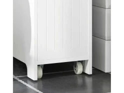 Sobuy Compacte Toiletkast, Smal Badkameropbergmeubel Op Wielen, Toiletrolhouder Met 1 Kanteldeur, 2 Laden En 1 Open Achtercompartiment, Veelzijdige Opbergwagen, 60X20X75 Cm, Bzr111-W