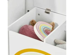 Sobuy Kmb70-W Speelgoedkist Voor Kinderen, Speelgoed Opbergdoos, Opbergkist Met Scharnierend Deksel, Regenboogdesign, Kinderboekenplank