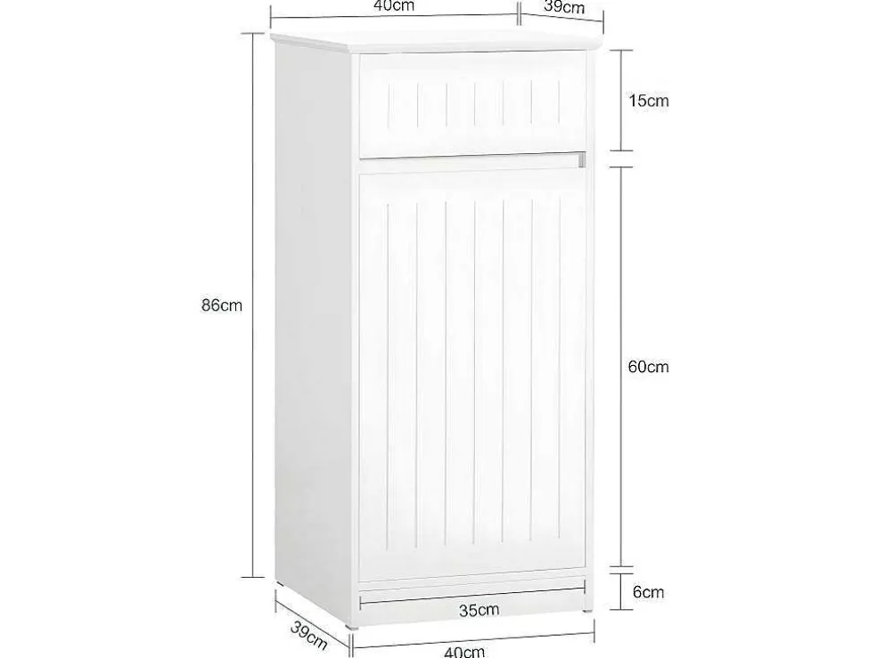 Sobuy Linnenkast, Wasmand, Badkameronderkast, Toiletkast, Opbergmeubel Met 1 Lade En 1 Uitneembare Wasmand, Wit, 40X39X86Cm, Bzr110-W