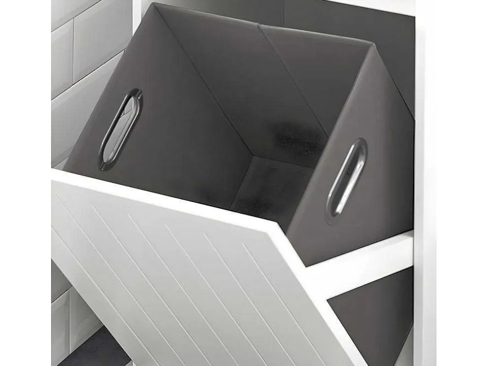 Sobuy Linnenkast, Wasmand, Badkameronderkast, Toiletkast, Opbergmeubel Met 1 Lade En 1 Uitneembare Wasmand, Wit, 40X39X86Cm, Bzr110-W