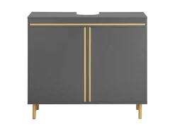 Sobuy Onderbouwkast, Onderbouwkast Met 2 Deuren En 2 Planken, Vrijstaand Badkamermeubel, Badkameropbergkast, Grijs, L75 X D35 X H65 Cm, Bzr129-Hg