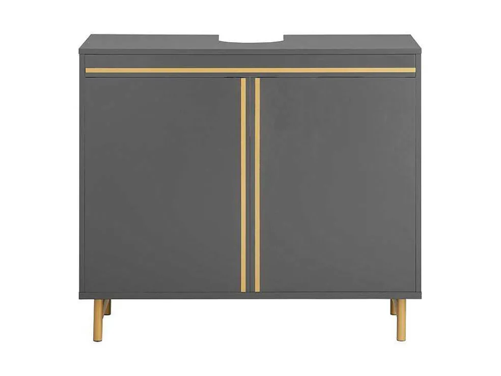 Sobuy Onderbouwkast, Onderbouwkast Met 2 Deuren En 2 Planken, Vrijstaand Badkamermeubel, Badkameropbergkast, Grijs, L75 X D35 X H65 Cm, Bzr129-Hg