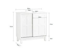 Sobuy Wastafelmeubel Badkamermeubel Wastafelopbergkast Met 2 Schuifdeuren Wit Lph 60 X 30 X 61 Cm Bzr142-W