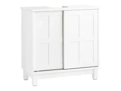 Sobuy Wastafelmeubel Badkamermeubel Wastafelopbergkast Met 2 Schuifdeuren Wit Lph 60 X 30 X 61 Cm Bzr142-W
