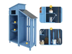 Sparrenhouten Tuinhuis - Gereedschapsschuur Met 2 Geintegreerde Planken - H 173 Cm - Waterdicht Pvc Dak - Groen