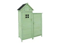 Sparrenhouten Tuinhuis - Gereedschapsschuur Met 2 Geintegreerde Planken - H 173 Cm - Waterdicht Pvc Dak - Groen