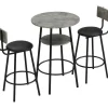 Staande Eettafel - 1 Tafel En 2 Krukken - Ronde Tafel Met Opbergplank - Zwart & Grijs