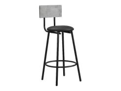 Staande Eettafel - 1 Tafel En 2 Krukken - Ronde Tafel Met Opbergplank - Zwart & Grijs