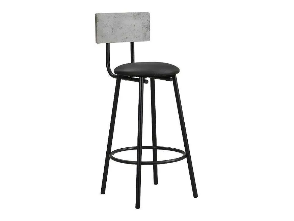 Staande Eettafel - 1 Tafel En 2 Krukken - Ronde Tafel Met Opbergplank - Zwart & Grijs
