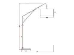 Staande Lamp Van Metaal, Linnen En Marmer - L122 X H180 Cm - Wit, Zwart En Goudkleurig - Masdar