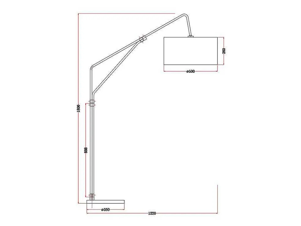 Staande Lamp Van Metaal, Linnen En Marmer - L122 X H180 Cm - Wit, Zwart En Goudkleurig - Masdar