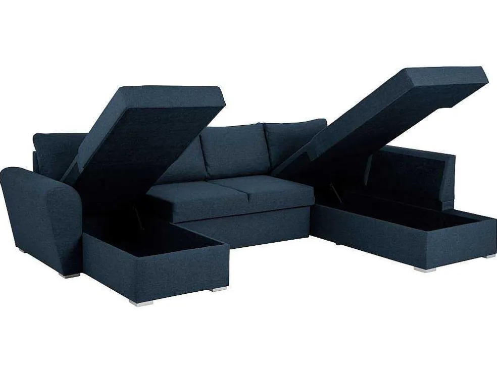 Stan Slaapbank, Hoek Rechts Met Chaise Longue Links, In Blauw.