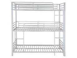 Stapelbed - 3 X 90 X 190 Cm - Metaal - Zilverkleur - Met Matras - Elouan