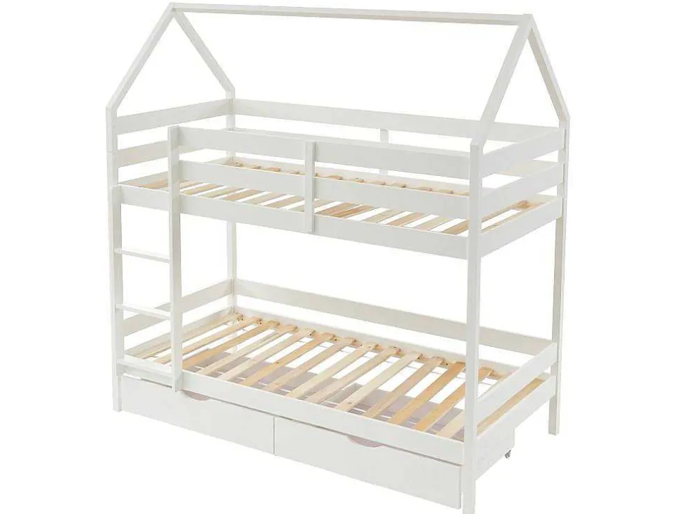 Stapelbed 2 X 90 X 190 Cm - 2 Laden - Grenen - Wit - Chori
