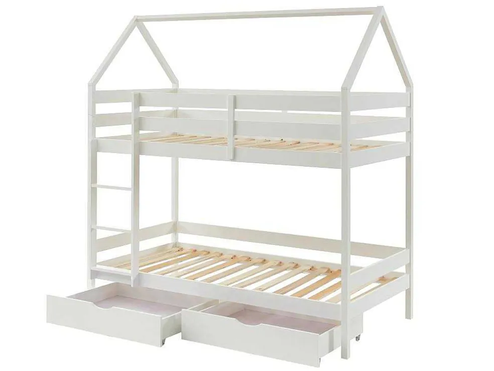 Stapelbed 2 X 90 X 190 Cm - 2 Laden - Grenen - Wit - Chori