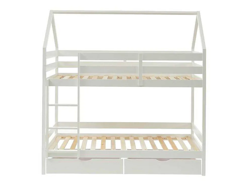 Stapelbed 2 X 90 X 190 Cm - 2 Laden - Grenen - Wit - Chori
