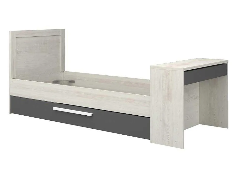 Stapelbed 2 X 90 X 200 Cm - Met Bureau - Kleur: Naturel En Antraciet - Vouani