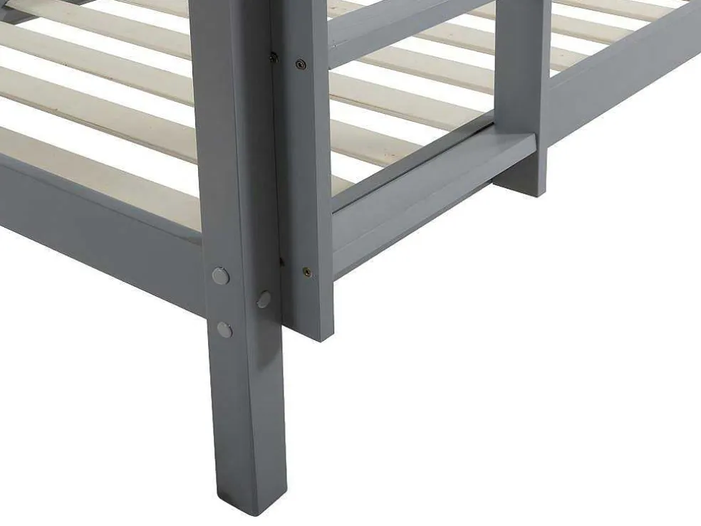 Stapelbed Anicet Ii - 2 X 90X 190 Cm - Massief Grenen - Grijs