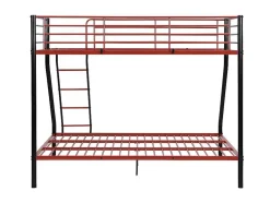 Stapelbed Elevatio Iv - 90 En 140 X 190 Cm - Staal - Zwart En Rood + Matras