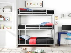 Stapelbed Elouan - 3 X 90 X 190 Cm - Grijs