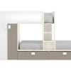 Stapelbed Met Ingebouwde Kast En Opbergruimte 2X90X190Cm - Wit, Eiken En Taupe + Matras - Juanito