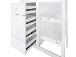 Stapelbed Met Onderschuifbed - Massief Grenenhout - 3X90X200 Cm - Opbergtrap Met 4 Lades - Veiligheidsbarrieres - Wit