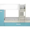 Stapelbed Met Slaaplade En Opbergruimtes 3 X 90 X 190 Cm - Wit, Naturel En Blauw - Anthony