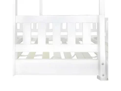 Stapelbed 90X200Cm - Grenenhout En Mdf Structuur - Met Glijbaan En Opbergtrap - Een Grote Lade Onder Het Bed - Wit
