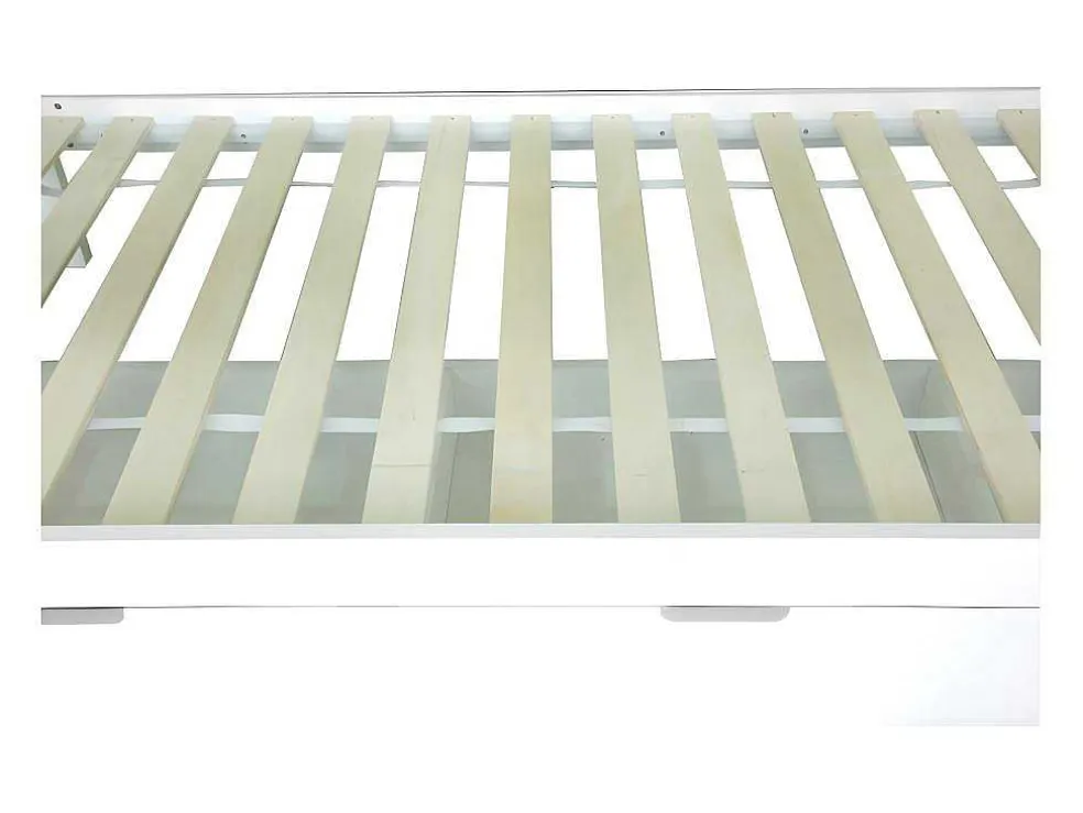 Stapelbed 90X200Cm - Grenenhout En Mdf Structuur - Met Glijbaan En Opbergtrap - Een Grote Lade Onder Het Bed - Wit
