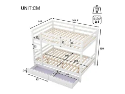 Stapelbedden 140 X 200 Cm Met 2 Grote Lades - Leuning En Trap - Mdf Hout - Grijs