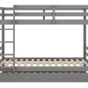 Stapelbedden 140 X 200 Cm Met Onderschuifbed 90 X 200 Cm - Balustrade En Trap - Mdf Hout - Grijs