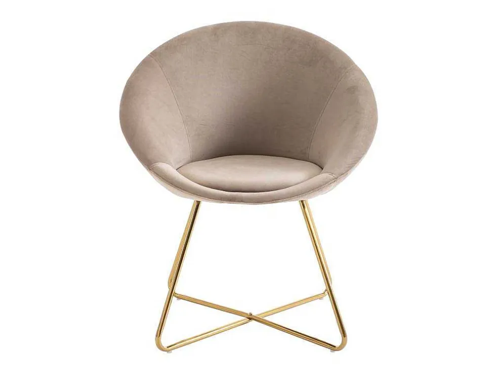 Stoel Van Bouclestof En Goudkleurig Metaal - Beige - Burban