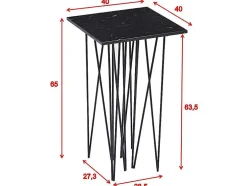 Stone Bijzettafel 40X40 Cm Glas Zwart Marmor Decor.