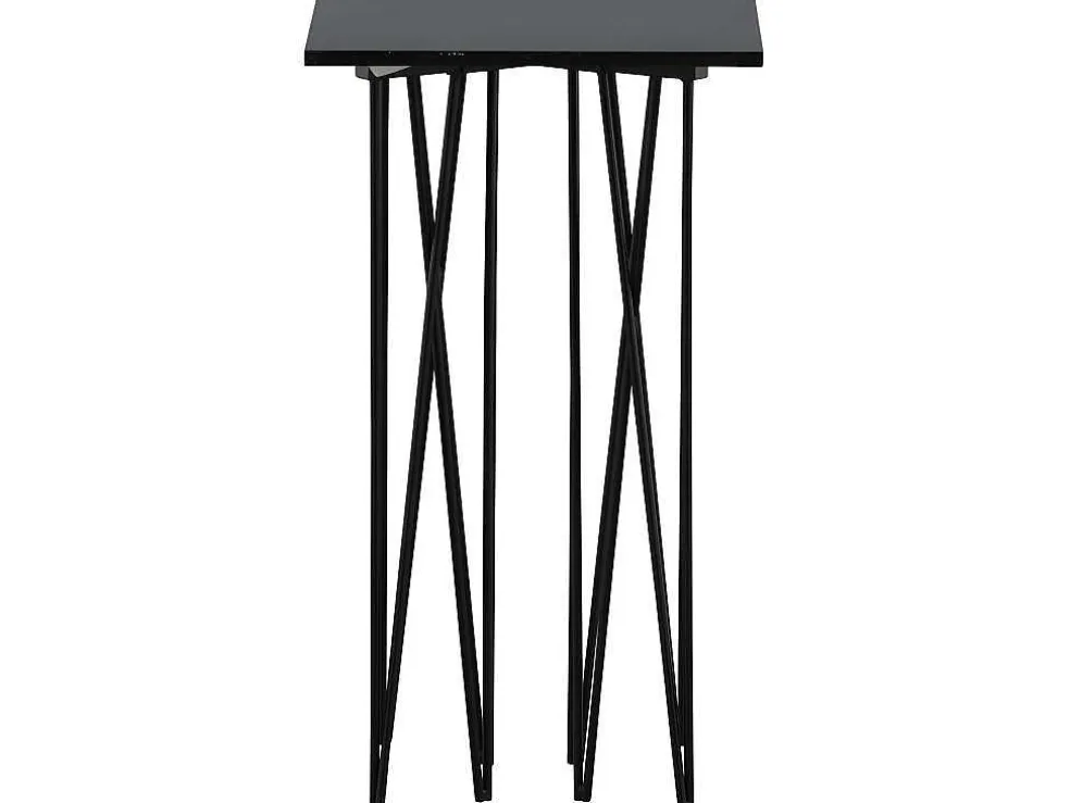Stone Bijzettafel 40X40 Cm Glas Zwart Marmor Decor.