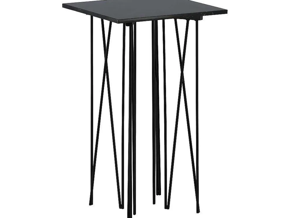 Stone Bijzettafel 40X40 Cm Glas Zwart Marmor Decor.