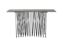Stone Sidetable 37X130 Cm Glas Zwart Marmor Decor.