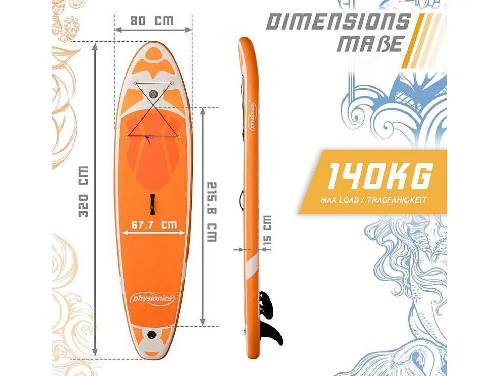 Sup Board Kraken 320 Cm - Oranje - Incl. Accessoires