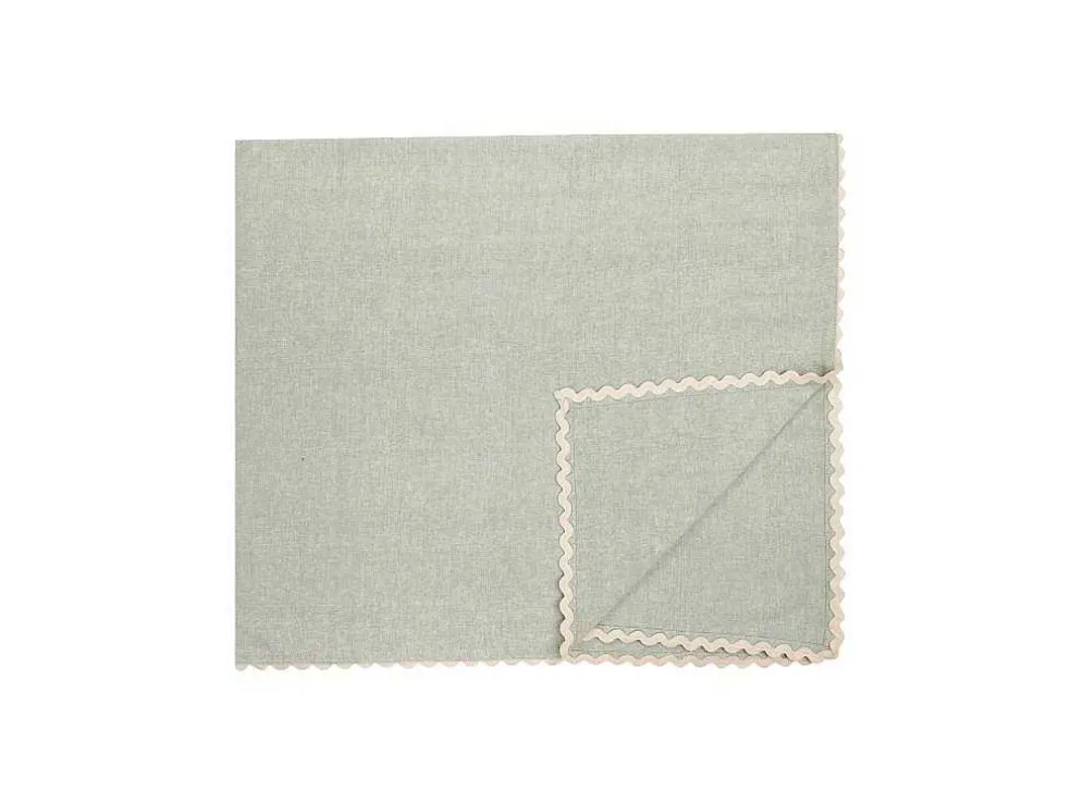 Tafelkleed + 4 Katoenen Servetten - Beige Rand - Groen - 140 X 240 Cm - Loania