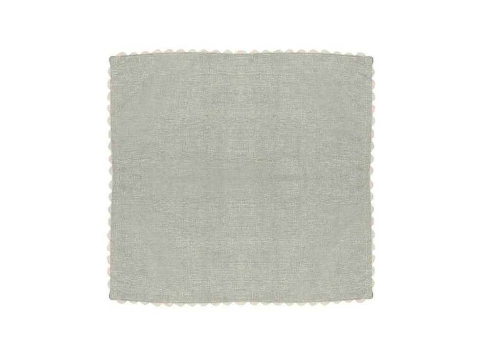 Tafelkleed + 4 Katoenen Servetten - Beige Rand - Groen - 140 X 240 Cm - Loania