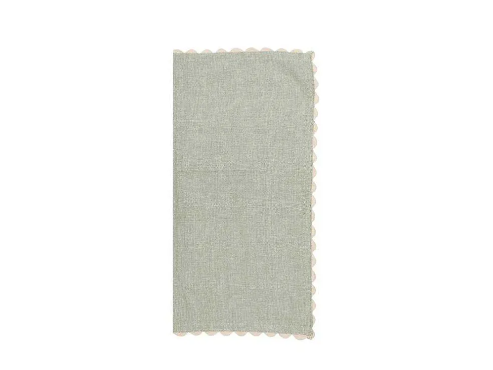 Tafelkleed + 4 Katoenen Servetten - Beige Rand - Groen - 140 X 240 Cm - Loania